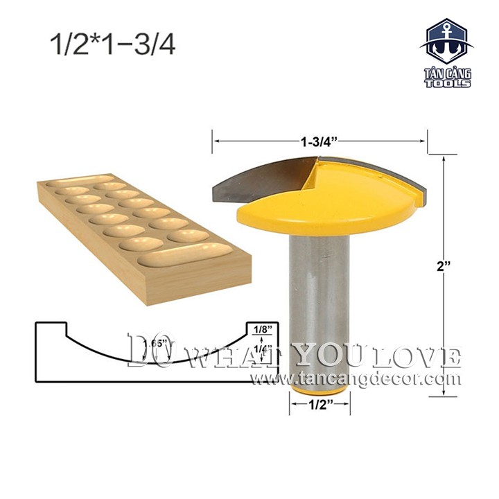 Mũi Router Đánh Pano Cung Tròn Bản 44 mm Cốt 12.7 mm