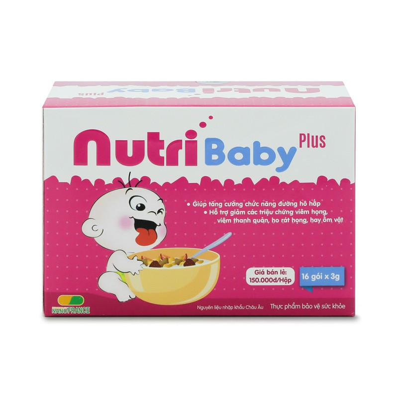 Nutri Baby Plus - hỗ trợ tăng cường sức đề kháng, nâng cao thể trạng cho trẻ, giảm các triệu chứng viêm họng, thanh quản