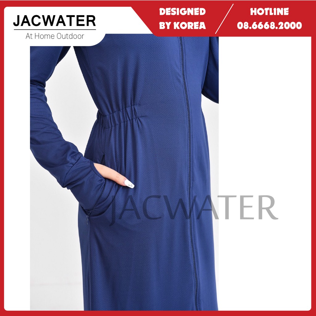 Áo chống nắng nữ 2 lớp dáng dài dày dặn thun lạnh cản tia uv JACWATER V245