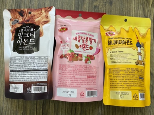 Hạnh nhân mật ong, dâu, trà sữa đường đen Hàn Quốc HSD 2022