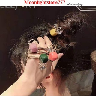 Dây Buộc Tóc Hàn Quốc, Chun Màu Pha Lê Xinh Xắn Kèm ảnh Thật
