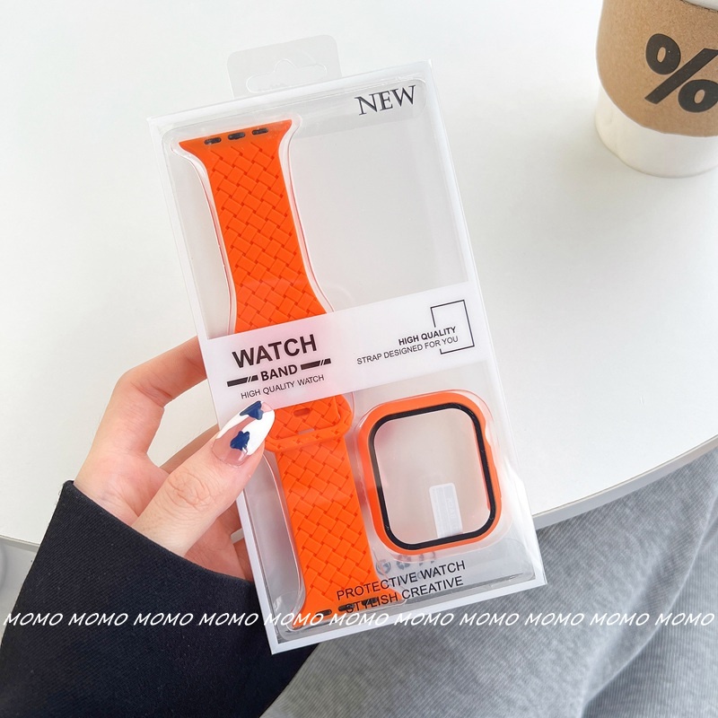 Bộ Ốp Bảo Vệ 2 Trong 1 Bằng Cao Su Silicon Cho iWatch Series 7 6 5 4 3 2 1 SE 41mm 45mm 44mm 40mm