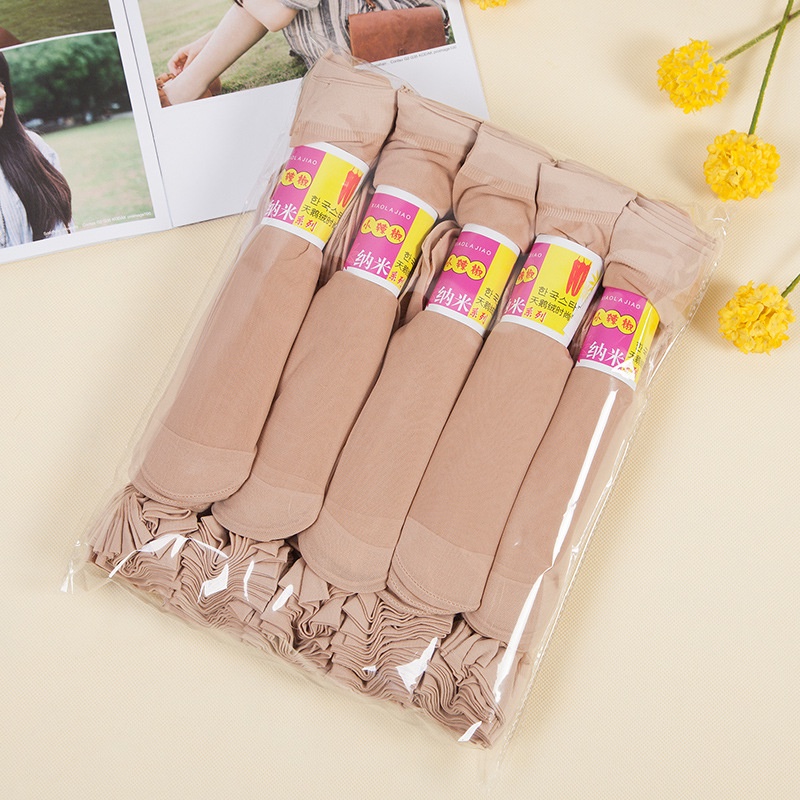 Set 10 Đôi Vớ Cổ Thấp Mỏng Màu Đen Và Nude Dành Cho Nữ