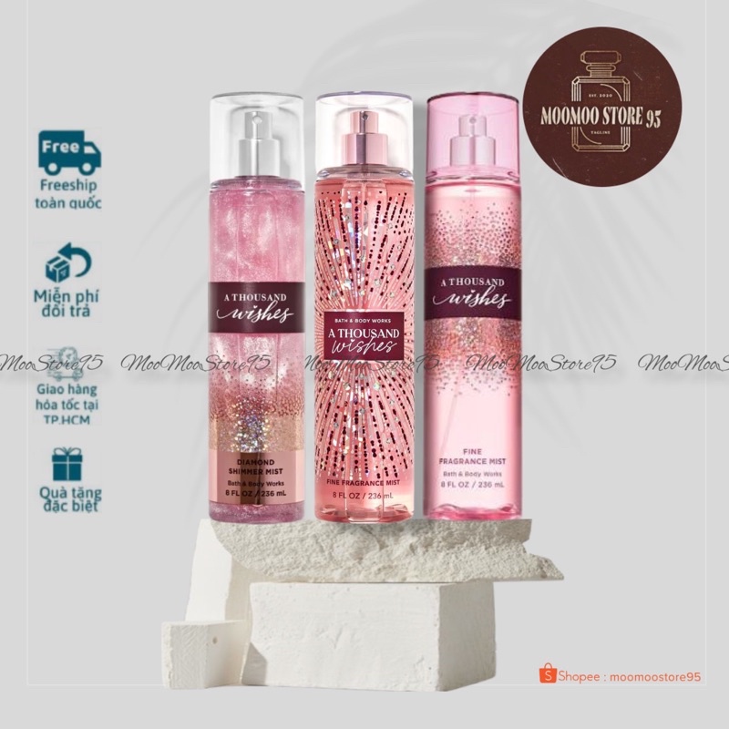 Xịt thơm toàn thân Bath and Body Works A Thousand Wishes