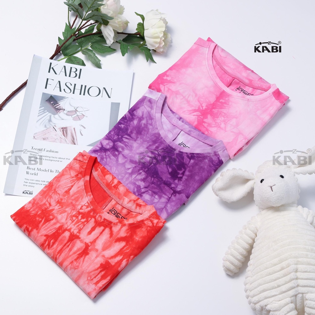 Đầm bé gái KABI đầm loang thun cotton tay ngắn cổ tròn thoáng mát dễ thương