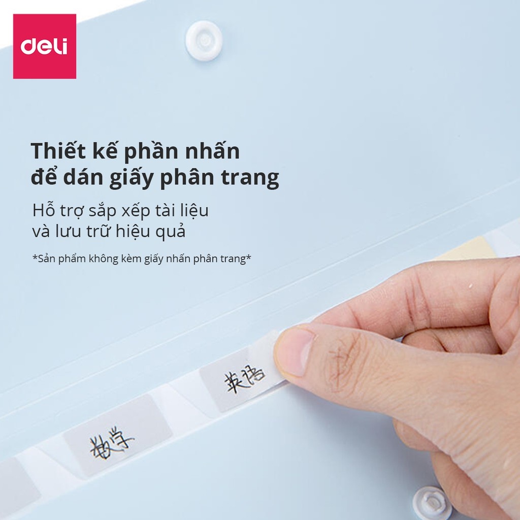 Cặp đựng tài liệu A4 Deli - 8 ngăn phân trang - file lưu trữ tài liệu - Xanh Dương/ Xanh lá/ Xám - 72456
