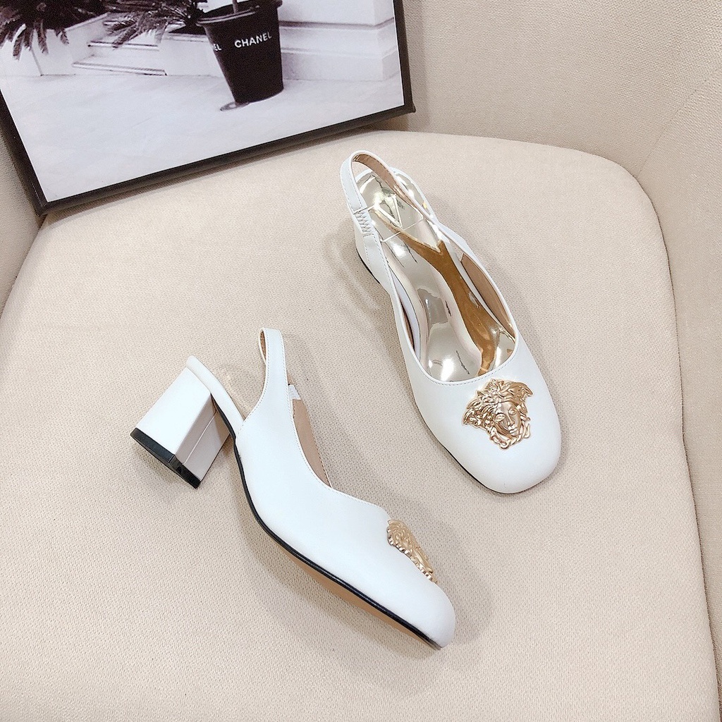 Sandal cao gót 5p bít hậu hở hàng cao cấp chất da bóng chuẩn siêu xinh - Chị Chảnh Store