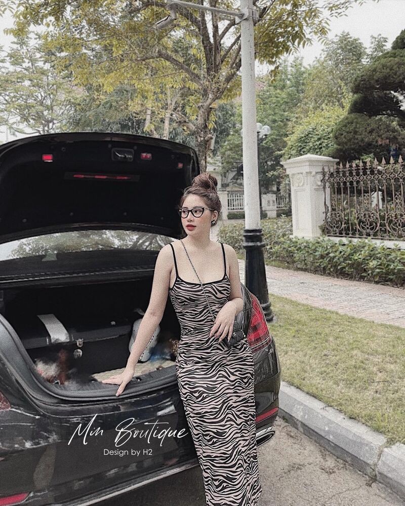 Váy maxi 2 dây vằn dáng dài sexy