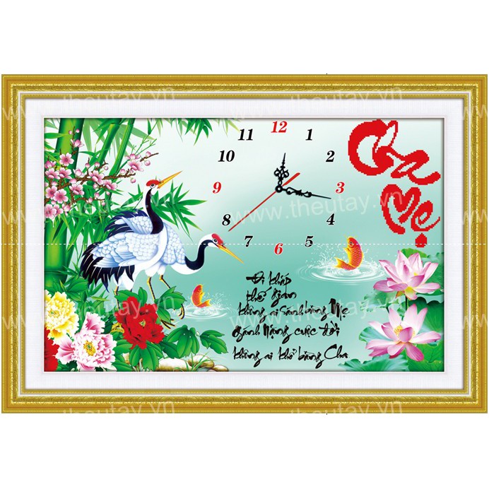 TRANH ĐÍNH ĐÁ ABC 3D ĐỒNG HỒ Đi Khắp Thế Gian Không Ai Sánh Bằng Mẹ DF070 (KHÁCH TỰ ĐÍNH) KT:75X50CM
