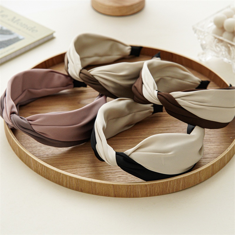 Băng Đô Satin Đan Chéo Hai Màu Sắc Chất Lượng Cao Phong Cách Hàn Quốc Cho Nữ