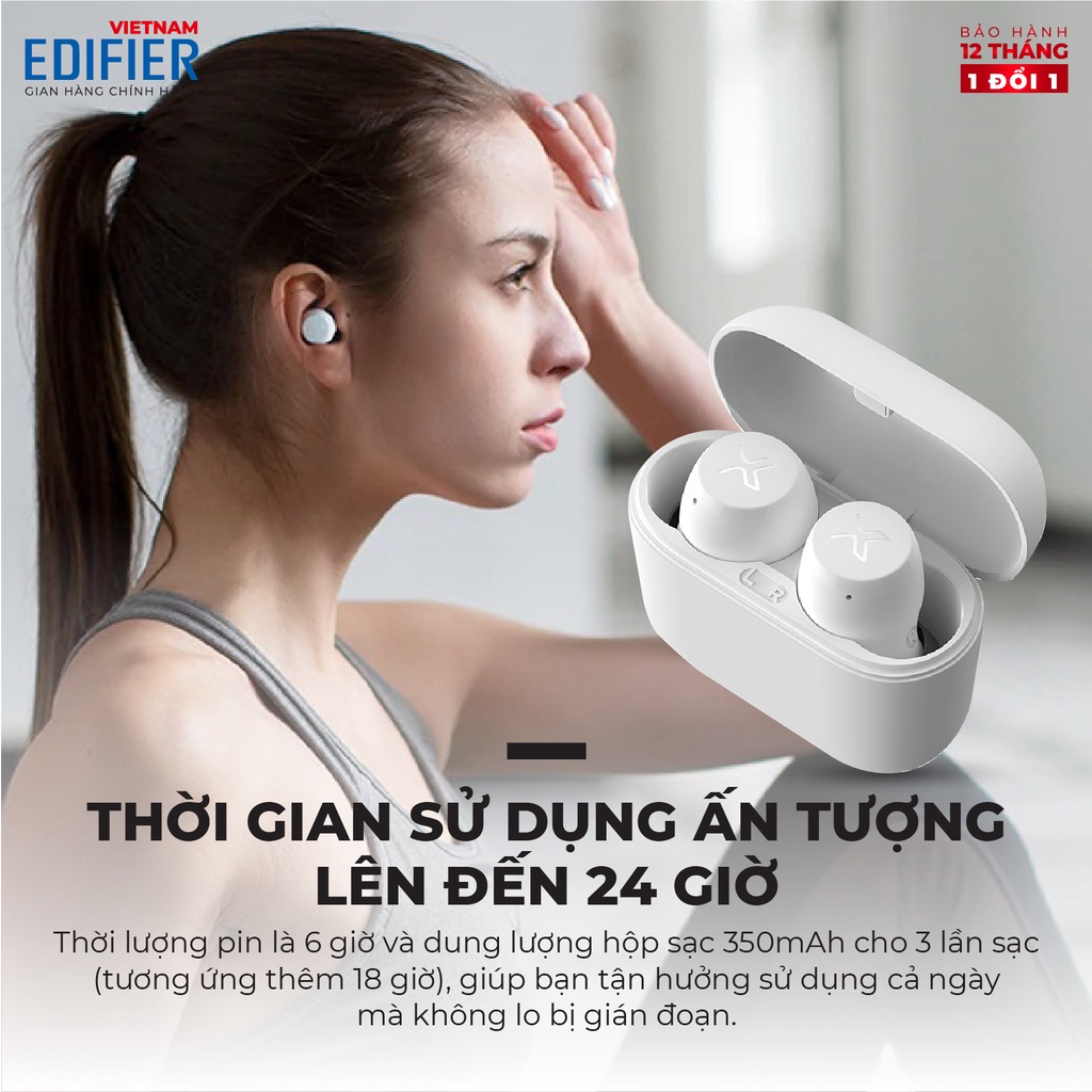 Tai nghe Bluetooth 5.0 EDIFIER X3 Âm thanh Stereo - Chống nước IP55 - Thích hợp học tập và làm việc trực tuyến (online)