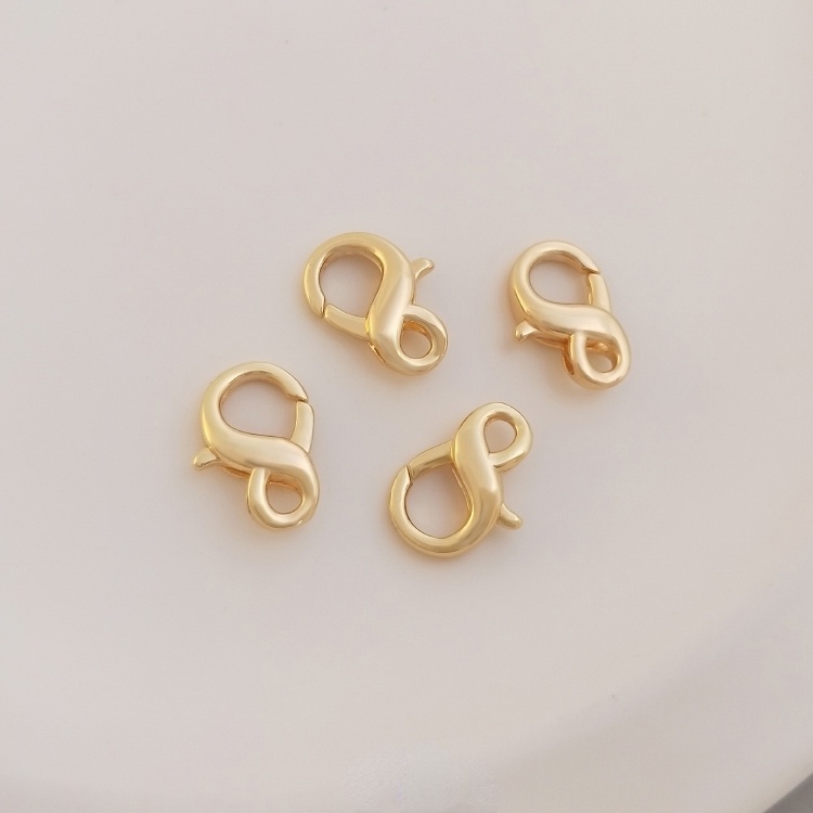 Khóa Kẹp Tôm Hùm Mạ Vàng 14K DIY Hình Số 8 Dùng Để Làm Vòng Tay / Vòng cổ Phong Cách Hàn Quốc