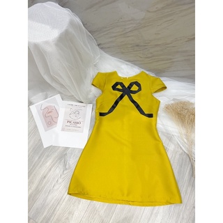 Đầm form A nơ đen có tay, Céci Store
