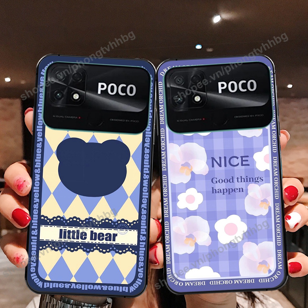 Ốp lưng Xiaomi Poco C40 gấu bo viền đẹp siêu chất cực cute