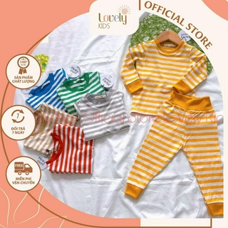 Đồ bộ ngủ dài tay cho bé trai bé gái minky mom đồ bộ tay dài thun lạnh cho bé trai gái dài kẻ cạp cao