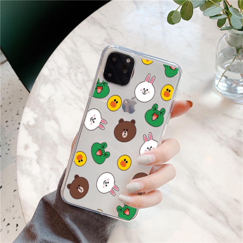 Line friend Case for Samsung s10 s9 s9plus s8 s8plus s7 S6 S5 s20 s20ultra cover case note8 note9 note10plus casing n950 n920 N960 G960 G965 G925 Silicone Transparent shell cute cartoon