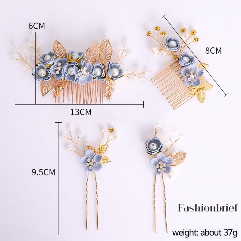 Trâm cài tóc đính hoa xanh dương xinh xắn