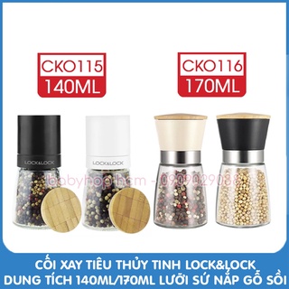 Cối xay tiêu thủy tinh lock&lock dung tích 140ml/170ml lưỡi sứ nắp gỗ sồi tiện dụng cko115 cko116 - trucanhsg