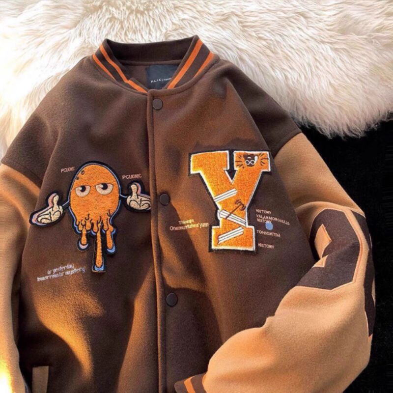 Áo Bomber  họa tiết thêu xù 2 lớp