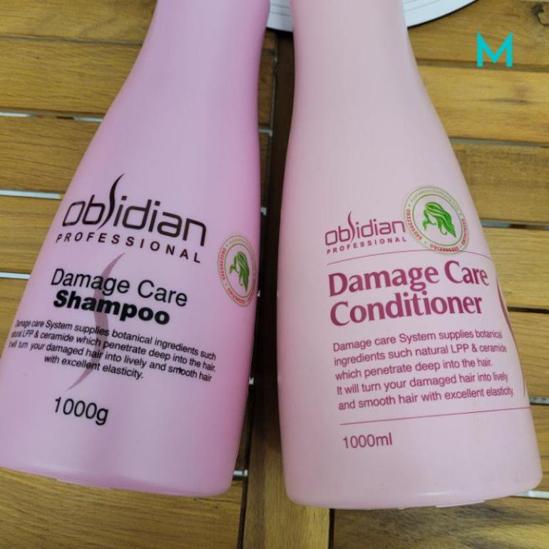 DẦU GỘI XẢ TÁI TẠO TÓC HƯ TỔN DAMAGE CARE OBSIDIAN 1000ML S4