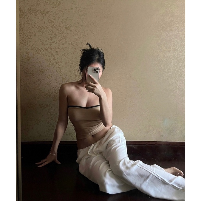 Áo ống 2 lớp form lửng qua rốn MOODY NUDY