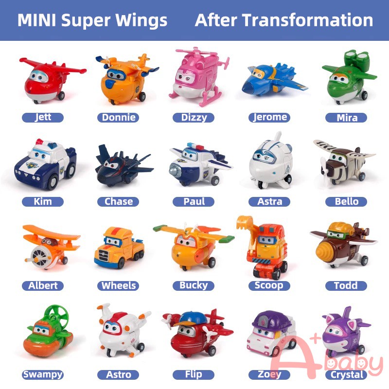 Mini Super Wings Auldey Brand Đồ chơi máy bay biến hình vui nhộn cho trẻ em