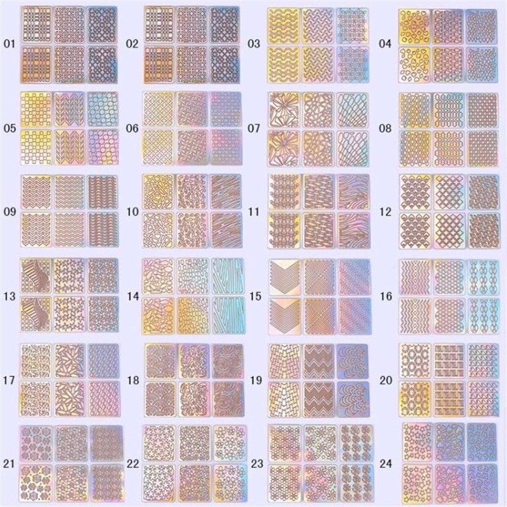 Set 6/12/24 miếng dán vinyl hỗ trợ trang trí móng tay nghệ thuật