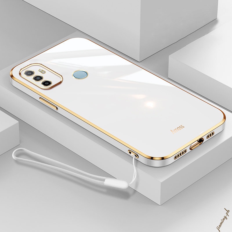 Ốp Điện Thoại Mạ 6D Viền Silicone Mềm Chất Lượng Cao Có Dây Đeo Cho OPPO A53 2020 A33 2021 A53s Sự Bảo Vệ