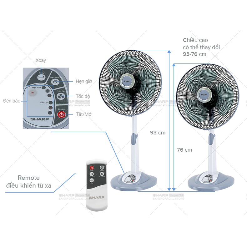 Quạt Lửng Sharp PJ-L40RV-LG Hàng Malaysia