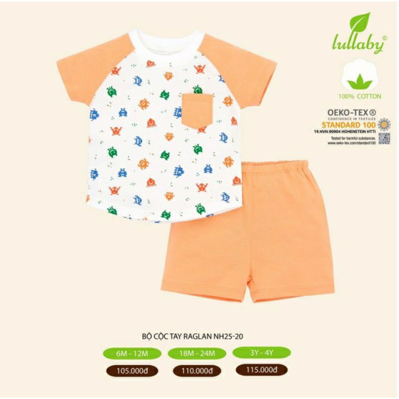 |FAMARAL2 giảm 10k cho đơn 50k|Bộ cộc tay raglan bé trai 100% cotton Lullaby