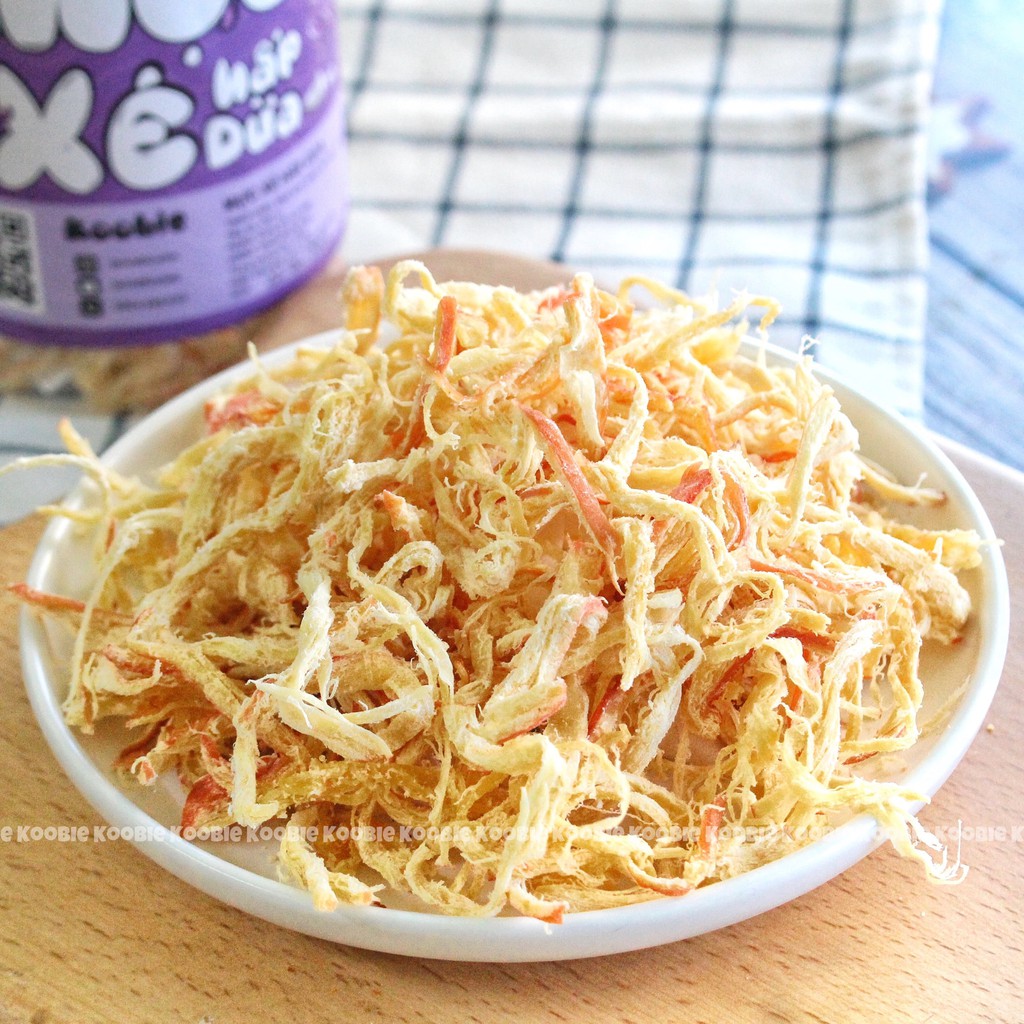 Khô mực xé sợi hấp dừa Koobie 300g, đồ ăn vặt ngon an toàn vệ sinh, giao hàng hỏa tốc | BigBuy360 - bigbuy360.vn