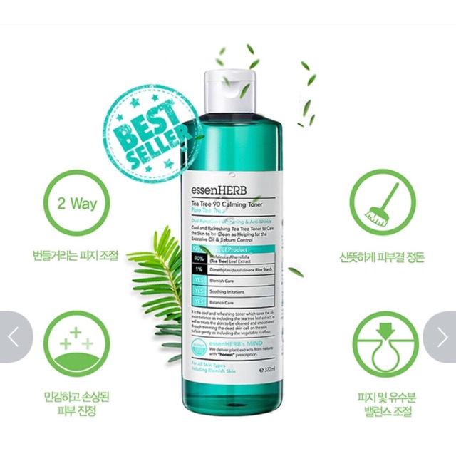 Nước Hoa Hồng Chiết Xuất Tràm Trà Essence Herb Tea Tree 90 Calming Toner