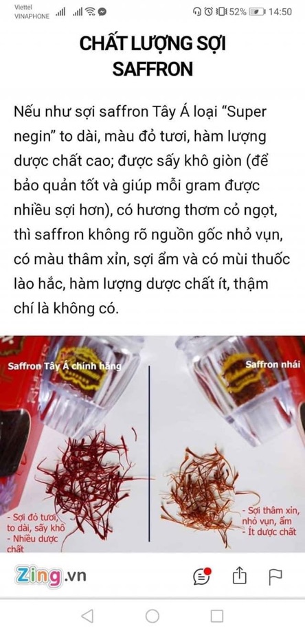 [Công ty Tây Á] 5 Gram Saffron Tây Á / Nhụy Hoa Nghệ Tây Bahraman Saffron Super Negin