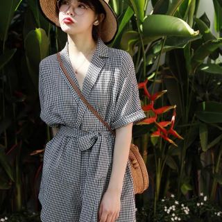 [HÀNG ORDER ] JUMPSUIT ngắn họa tiết kẻ caro kèm dây thắt eo siêu xinh và tôn dáng