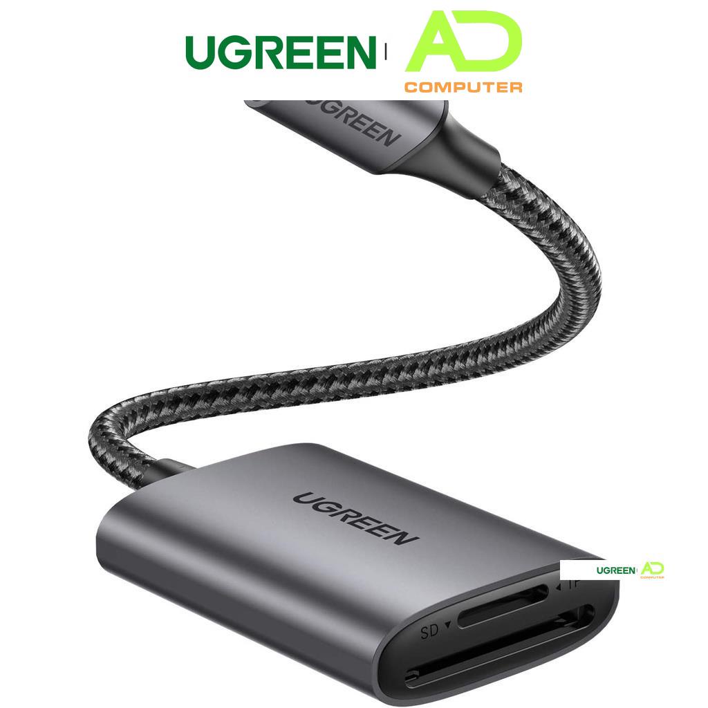 Đầu đọc thẻ SD/TF chuẩn USB 3.1 Type-C Ugreen 80888 vỏ nhôm cao cấp - Hàng phân phối chính hãng
