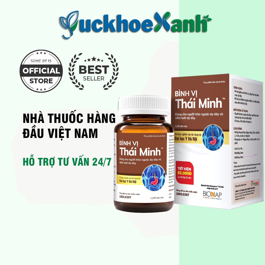 Bình Vị Thái Minh - Hỗ Trợ Giảm Đau Dạ Dày Từ Thảo Dược - Mua 6 Tặng 1 Bằng Tem Tích Điểm (Hộp 20 viên + Lọ 80 Viên)