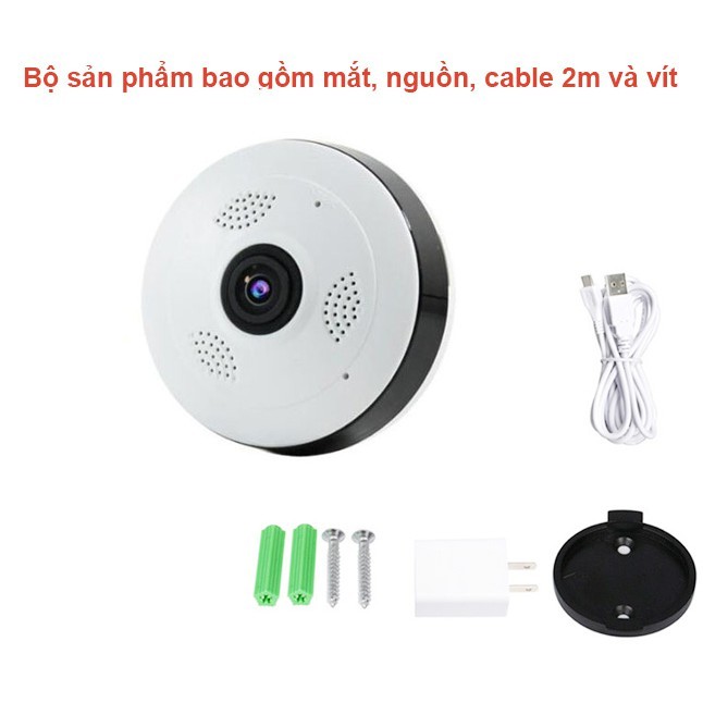 Camera wifi - Camera Ốp Trần - Camera Panorama - Camera V380 2.0 Mpx HD 1080P không dây góc rộng 360 cảm biến CMOS