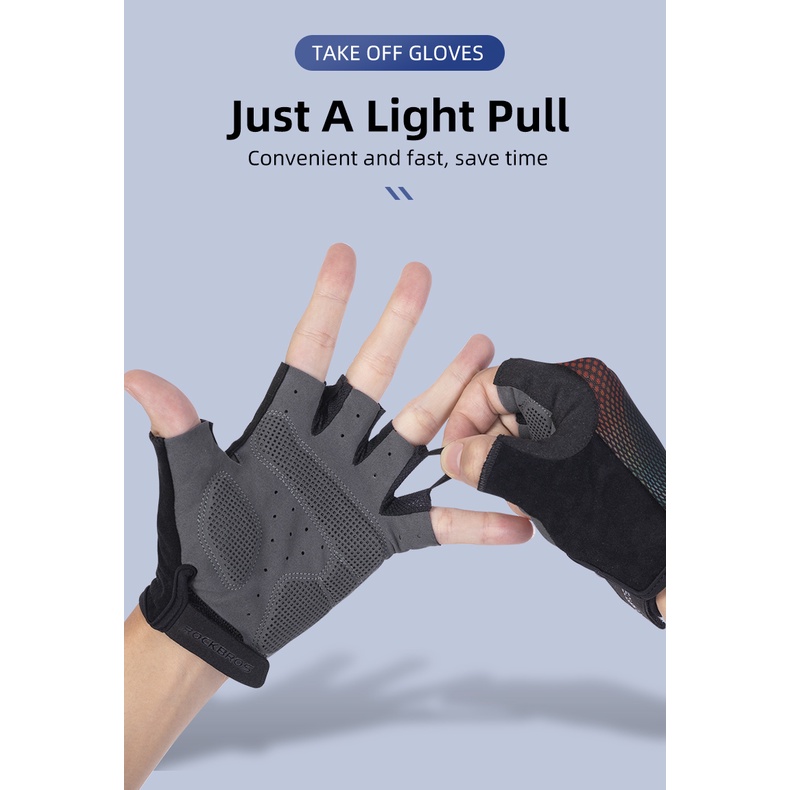 Rockbros Đôi Găng Tay Hở Ngón Thoáng Khí Chống Trượt Khi Đi Xe Máy