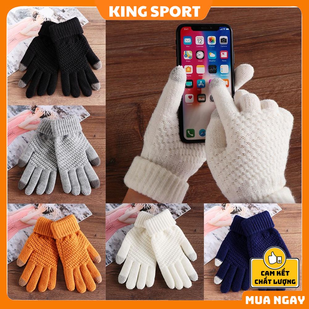 Găng tay cảm ứng len ấm áp tiện lợi, găng tay đi xe máy len mùa đông ấm áp co dãn thỏa mái KING SPORT