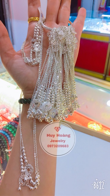 Lắc chân kim tiền Bạc nguyên chất