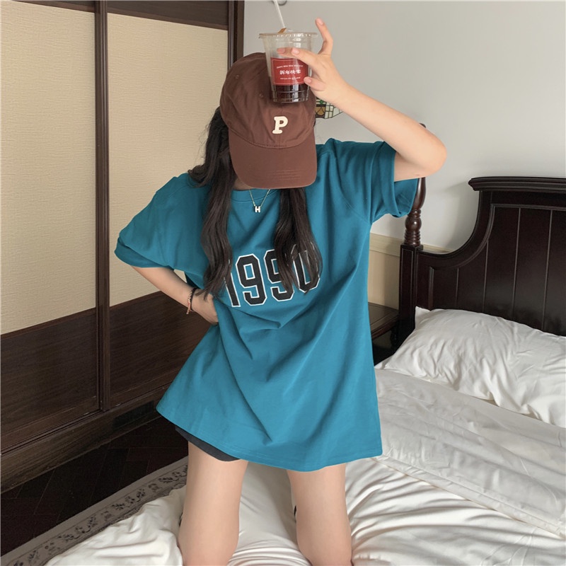 Áo thun SUXI tay ngắn cổ tròn in họa tiết chữ đơn giản dễ phối đồ thời trang mùa hè năng động cho nữ