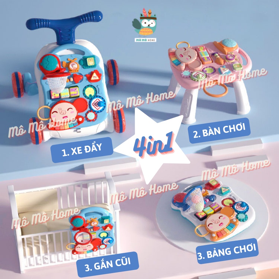 Xe Tập Đi Đa Năng Cao Cấp 4in1, Đồ chơi phát nhạc Tiếng Anh. BẢO HÀNH 6 tháng, LỖI 1 ĐỔI 1 - Mô Mô home