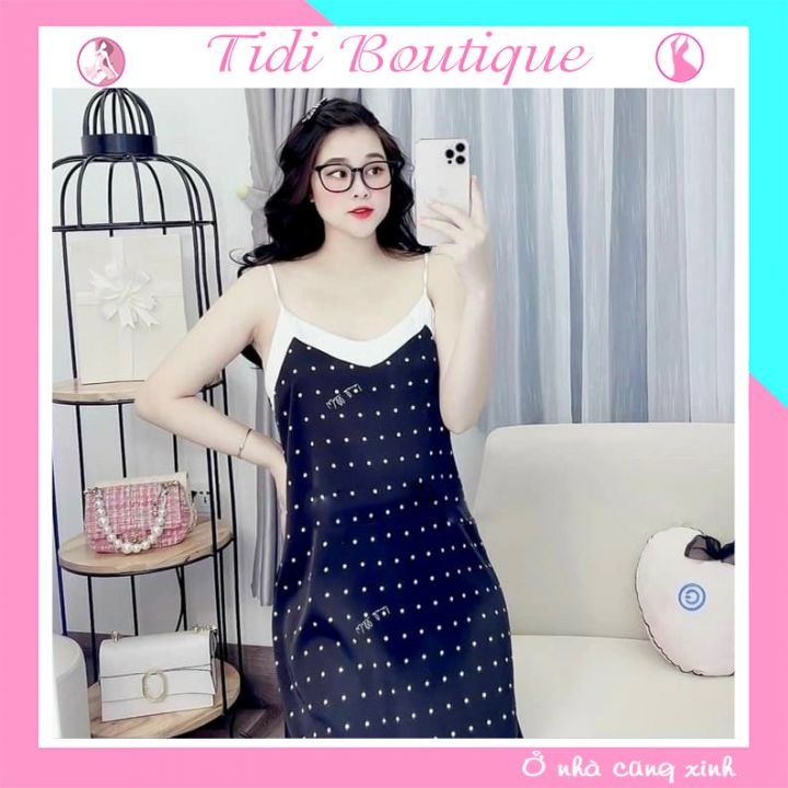 Váy ngủ nữ hai dây lụa Satin họa tiết đáng yêu chất vải mát lịm dáng xuông liền thân🍀[HÀNG ĐẸP CHUẨN][ẢNH THẬT +VIDEO]