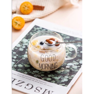  Ly thủy tinh Good Morning Ly uống trà cafe ăn ngủ cóc sáng tạo sẵn ít 