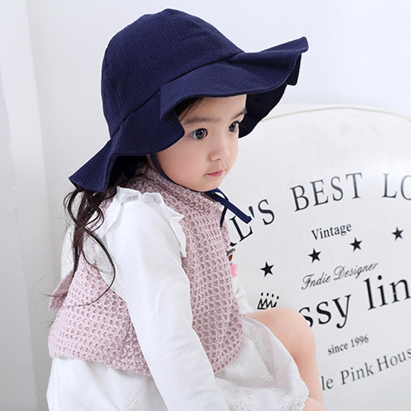 Mũ cotton rộng vành mềm mại xinh xắn cho bé