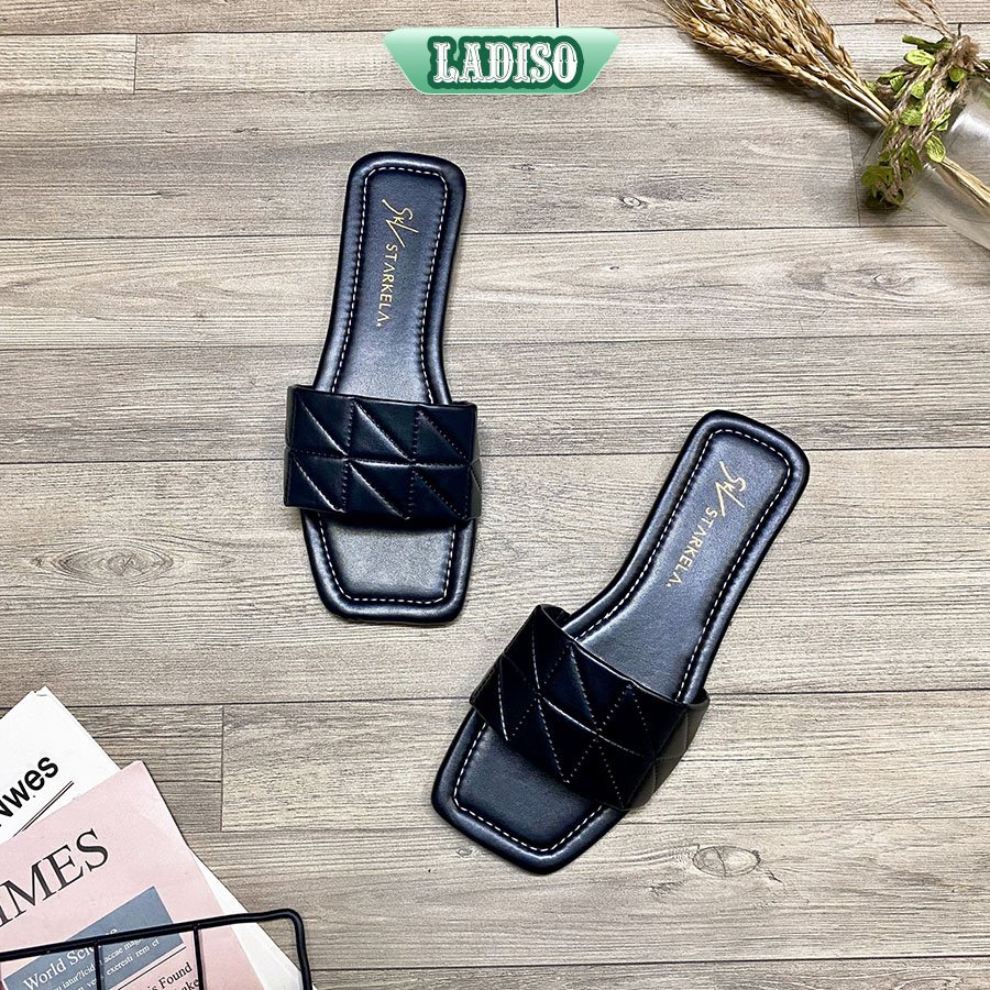 Dép nữ quai ngang da lì cao cấp phong cách đơn giản sang trọng quí phái LADISO TT378