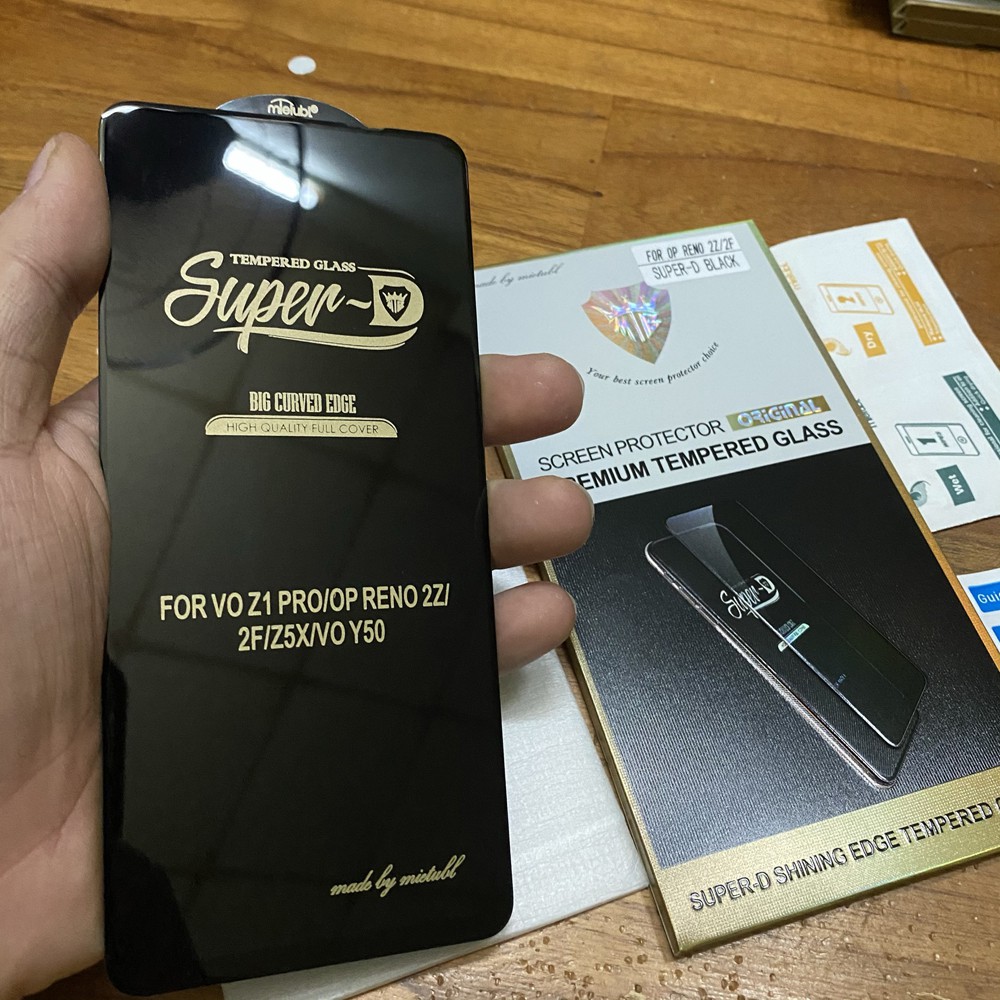 Kính cường lực Oppo Reno 2F 3 4 5 6 6Z 7 7Z 8 8Z Pro 5G F9 F11 Pro F15 F19 K3 Super D Full viền Đen