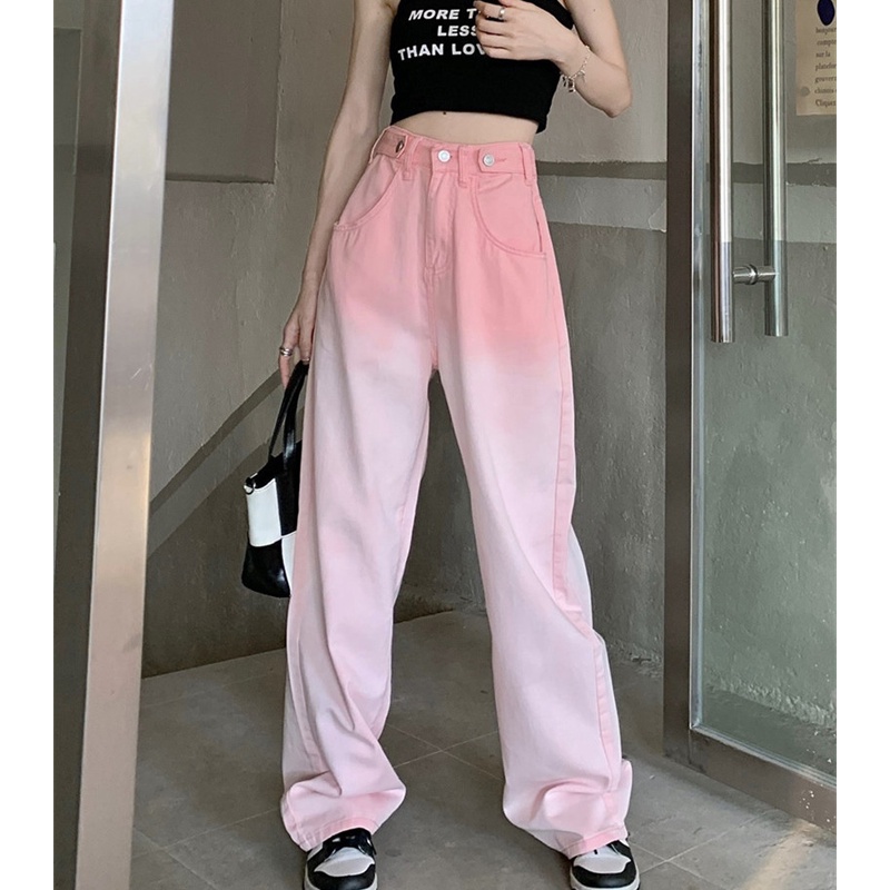 Quần Jean Dài Dáng Rộng Màu Gradient Thời Trang Cá Tính