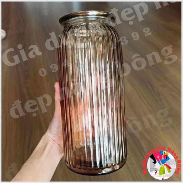 (SIÊU RẺ) Lọ hoa thủy tinh trụ tròn bầu phong cách Bắc Âu sang trọng 18cm, 25cm
