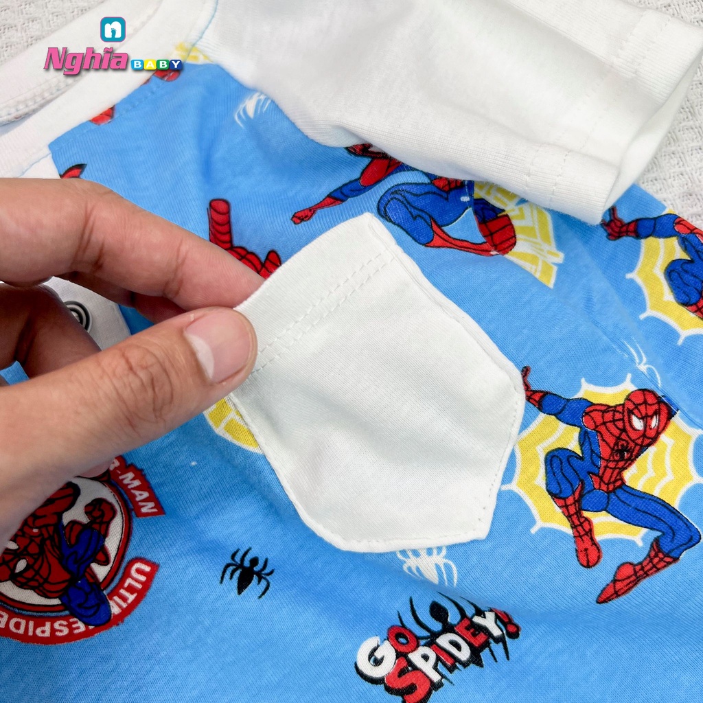 Đồ bộ bé trai - Bộ lửng đùi cotton borip NGHĨA BABY cho bé trai